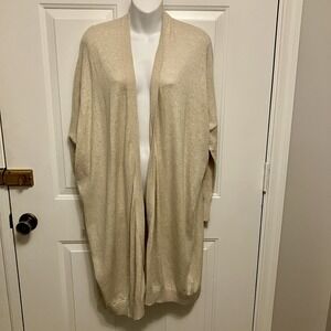 SUMMUM Holland Sz Small Cardigan Long‎ Sweater Beige Tan Cotton/Wool/Cashmere